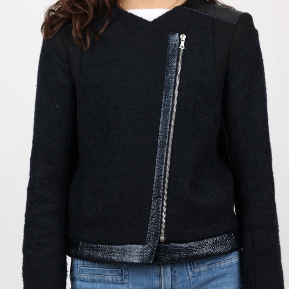 Sandro Paris Women's Wool Blended Zippered Short Jacket Size EU 36 Small - Picture 1 of 13
